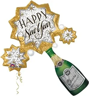 New Year Champagne Burst Supershape Foil Balloon