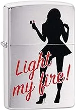 زيبو ولاعة كلاسيك 200 Ci412235 Light My Fire with Lady Silhouette | يندبروف | معدن كروم شديد التلميع | فضي