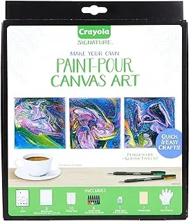 Crayola Siganture Paint-Pour Canvas Art Painting Kit, Marbleizing Mini Canvas, 29 Piece (Pack of 1)