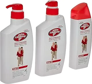 LIFEBUOY Antibacterial Body Wash, Total 10, for 100% stronger germ protection* & hygiene, 500ml x2 + 300ml