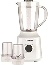 Nikai 3-in-1 Blender with 3 Jars, 1.5 Ltr Liquid Jar, 1 Coffee Grinder & 1 Meat Mincer, 2 Speeds, Stainless Blades, Unbreakable Jar, Perfect for Dry & Wet Fine Grinding, Mixing & Juicing-NB1900NA1