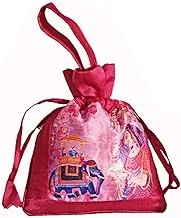 Swayam Faux Silk Draw String Closure Bag, Dark Pink, Gut06