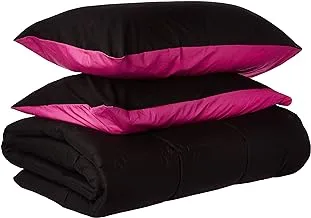 Ibed Home Comforter Set, Black/Fuchsia, Single - 160X220 Cm, 2Blckfus-Sngl, 4 Pieces