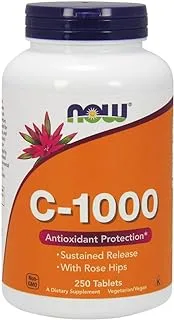 Now Supplements، فيتامين C-1000 مع وردة الورد ، إطلاق مستدام ، حماية مضادة للأكسدة * ، 250 قرصًا