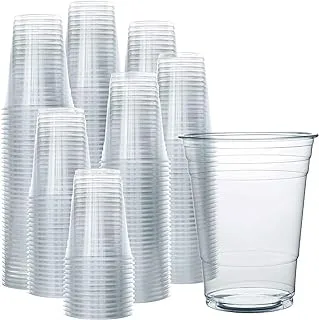 SNH Juice Cup 16Oz Clear Strong Disposable 50 Pieces - Ideal for iced coffee, smoothies, Bubble Boba tea, milkshakes, frozen cocktails, water, sodas, juices, snacks, dessert and more.