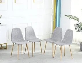 Sicotas Dining Chairs Set Of 4,Modern Fabric Chairs For Dining Room, Light Grey - Fabric Seat, Dcs-St4-Chr-Lt-Gry, 4 Chair