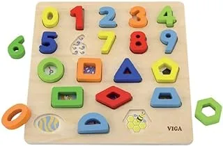 Viga Block Puzzle - Shapes & Numbers, Multi Color, 50119