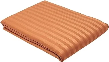 Ultra Soft Cotton Striped Bronze King Size Bed Sheet - 3 Piece Set (Orange)