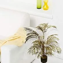 YATAI Gold Leaves Artificial Palm Plant 1 Meter High Golden Leaf Palm Tree Fake Plant with Plastic Pot for Home Garden Decoration – Fake Tree – Artificial Plants