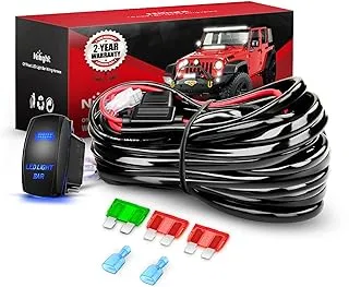 Nilight - 10019W LED Light Bar Wiring Harness Kit 12Awg Heavy Duty 12V 5Pin Rocker Switch Laser On Off مقاوم للماء تبديل Power Relay Blade Fuse-1 الرصاص ، ضمان لمدة عامين