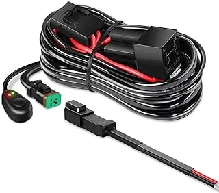 Nilight 10018W 14Awg Dt Connector Wiring Harness Kit Bar 12V On Off Switch Power Relay Blade Blade Fuse لمصباح العمل LED على الطرق الوعرة - سلك واحد ، ضمان سنتان