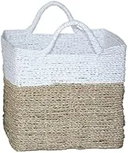 Dubai Garden Centre 2 Tone Seagrass Square Storage Basket, Large