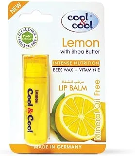 Cool & Cool Lemon Lip Balm - Intense Nutrition,Bees Wax,Vitamin-E,Shea Butter, Mineral Oil Free,Made In Germany - 4.6g