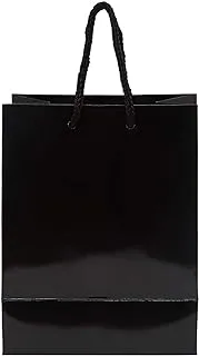 Party Time 12 Pieces Paper Bag A5 Size 18X23X10 cm, Plain Black