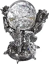 Design Toscano Dragons of Corfu Castle Gothic Decor Statue Globe Figurine, 5 Inch, Silver Chrome