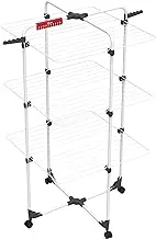 Vileda Mixer 3 Cloth Dryer Tower Airer with 3 Shelves 30m, Flexible - White (132 x 71 x 71 cm), 157243