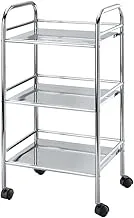 WENKO, Exclusive Household and Bathroom Trolley, Steel, Slim Mobile Storage Rack for Home & Bathroom, Space Saving Kitchen Cart, 41x75x32cm, Chrome