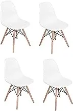 SHOWAY Set of 4 Dining Chairs White & Beige