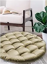 Home Town Plain Micro Fibre Round Gold Floor Cushion,60X60Cm