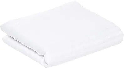 DEYARCO Hotel Linen King Duvet Cover 1pc -100% Cotton 250tc Sateen 1cm stripe , Size: 245x265cm , White