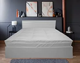 DEYARCO Princess 100% Cotton Fitted Style Mattress Topper Super King (200 x 200cm)- 500GSM Extra Thick and Firm Fibersheet, 233TC Downproof Fabric with deep pocket elastics