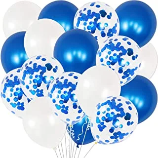 KatchOn Navy Blue and White Balloons Decoration - 30 Pack | Blue Balloons and Blue Confetti Balloons | Navy Blue Balloons Arch Garland for Navy Party, Graduation Decorations, Birthday Party Decor