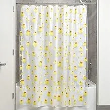 iDesign PEVA Plastic Ducks Shower Curtain, PVC-Free Waterproof Liner for Kids', Guest, College Dorm, Master Bathroom, 72