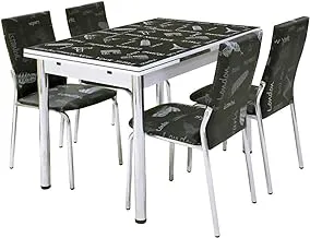 Homestyle Istanbul 4 Seater Extendable Dining Set, Black, Sh59305