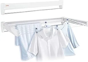 Leifheit 83100 Telefix 100 Wall Mount Retractable Clothes Drying Rack | 8 Drying Rods | White