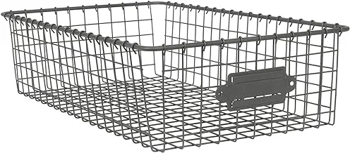 Spectrum Diversified Vintage Living Basket 9” x 16” Rectangle Home Storage Bin for All Rooms, Open Design for Easy Organization, for Pantries, Bathrooms, Closets & More, 9 x 16, Industrial Gray