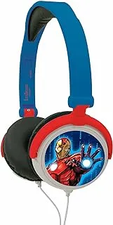 Lexibook Marvel The Avengers Iron Man Stereo Headphone, kids safe, foldable and adjustable, red/blue, HP010AV, One Size