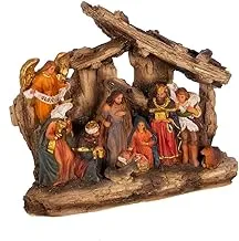 Kurt S. Adler Kurt Adler 7-Inch Resin Table، 11 Piece Stable Nativity Set، Multi