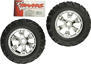 Rc Cars Tires And Wheels Traxxas Maxx Tires/Geode Wheels, Black/Silver, 2Pcs