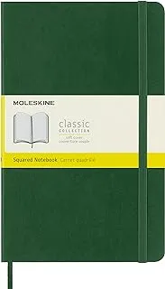 Moleskine Classic Notebook, Soft Cover, Large (12.7 cm X 21 cm) Squared/Grid, Myrtle Green, 192 Pages