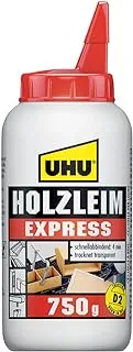 Uhu Holzleim Express Wood Glue, D2 Indoor Moisture Resistant White Extremely Fast, Bottle, 750 G, Dries Transparent, Adhesive For Diy, Building, Repair And Model Making