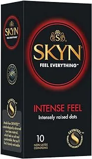 Skyn Intense Feel Non-Latex Long Lasting Ultra Smooth Lubricant Feel Everything Natural Feeling For Skin-To-Skin Sensation Natural Color Dotted Condom - Pack Of 10