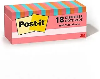 Post-it Recycled Super Sticky Notes, 3x3 in, 18 Pads, 2x Sticking Power, Poptimistic, Bright Colors, Recyclable (654-12SST)