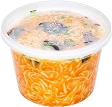 Asporto Microwavable To-Go Container - BPA Free Round Soup with Clear Plastic Lid Catering & Takeout 16 oz Disposable 100ct Box Restaurantware