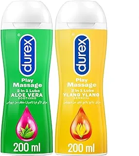 Durex Play Original Massage 2in1 Lube soothing Aloe Vera, 200ml Gel + Durex Play Sensual Massage 2in1 Lube with Ylang Ylang, 200ml Gel