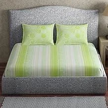 Spaces Core 144 Tc Cotton Double Bedsheet With 2 Pillow Covers - Green