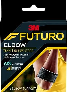 Futuro Sport Elbow Support Adjustable size, 1 unit/pack | Black color | 09038ENR | Supports stiff| sore or injured elbow| Moderate support | Elbow support