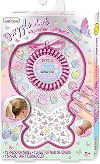 Hot Focus 030TB Dazzle Nails Press Set with Spiral Hair Tie and Bracelet