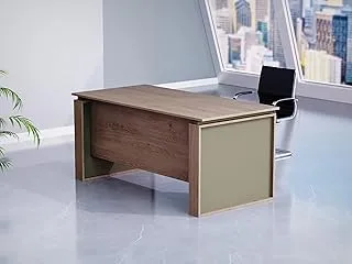 Mahmayi Modern Executive Office Workstation Table, Home Office Computer and Laptop Desk Featured with Wooden Finish (Truffle Davos Oak/Grey, 140cm)