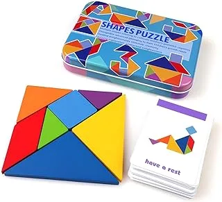 صندوق أحجية الأطفال Tangram التطوير المبكر مع 60 بطاقة (120 لغزًا)