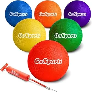 GoSports Playground Balls for Kids (Heavy Duty Set of 6) with Carry Bag and Ball Pump (Choose 8.5” or 10” Sizes)