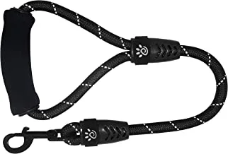 Doco® Reflective Rope Leash W/Soft Rubber Handle Ver.5 - Click & Lock Snap Color - Black, Sizes - L