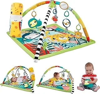 Fisher-Price 3-in-1 Rainforest Sensory Gym Tummy Wedge with 6 Baby Toys Newborn to Toddler