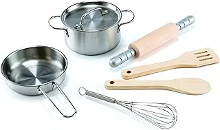 Hape E3137 Chef's Cooking Set - Child Safe Pots, Pans and Utensils - Wooden Kitchen Accessories, one size