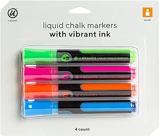 U Brands Liquid Chalk Dry Erase Markers Bullet Tip Multi Bright Colors Pack of 4