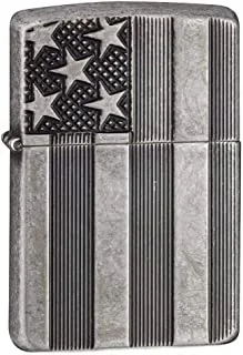 Zippo Made in the USA with Flag Windproof Lighter - High Polished Chrome